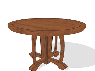 美式实木餐桌su模型