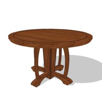 美式实木餐桌su模型