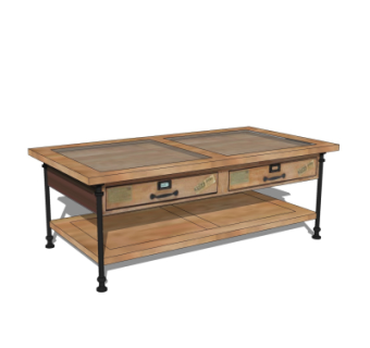 工业风实木茶几su模型
