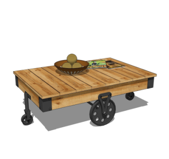 工业风实木茶几su模型