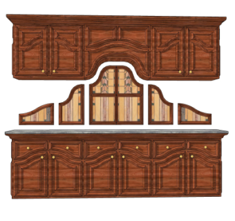 美式实木橱柜su模型