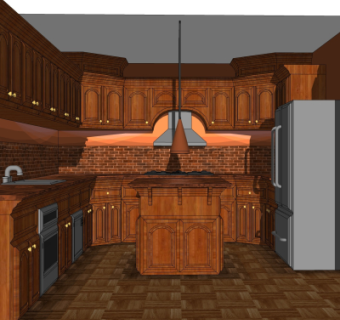 美式实木橱柜su模型