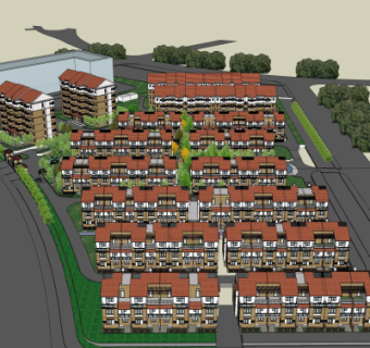 现代住宅小区鸟瞰su模型