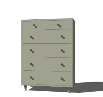 现代边柜斗柜su模型