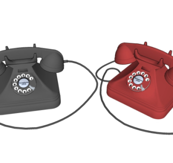 现代复古电话机su模型