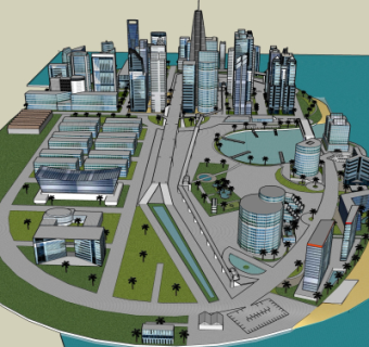 现代城市建筑外观su模型