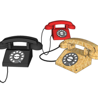 现代复古电话机su模型