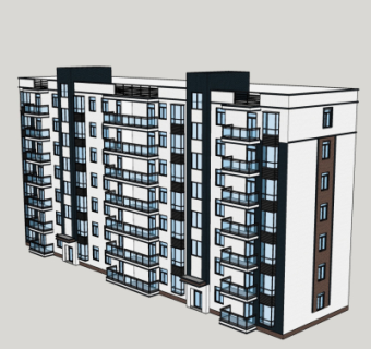 现代住宅楼外观su模型