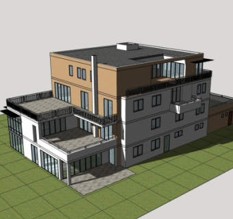 现代建筑外观su模型