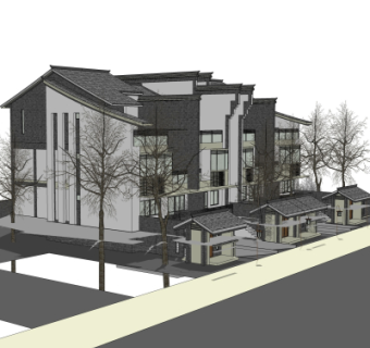 中式公寓楼su模型