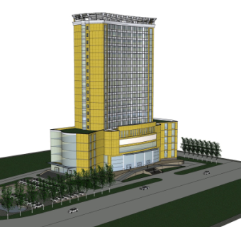 现代高层写字楼su模型