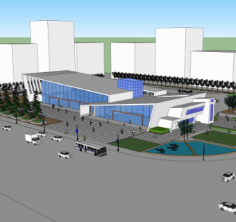现代汽车站外观su模型