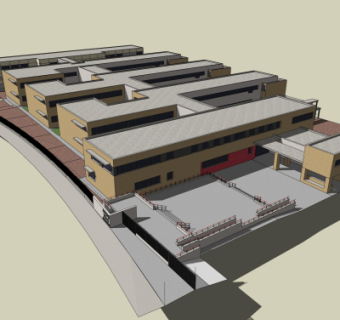 现代宿舍楼su模型