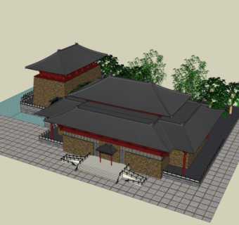 中式复古建筑su模型