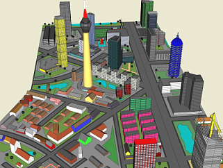 现代城市规划su模型