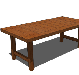 中式实木餐桌su模型