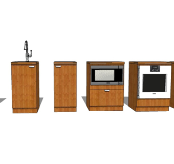 现代烤箱洗衣机su模型