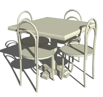 现代方形餐桌su模型