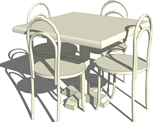 现代方形餐桌su模型