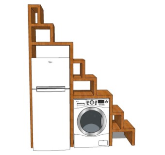 现代洗衣机冰箱su模型