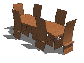 现代实木餐桌椅<em>su模型</em>