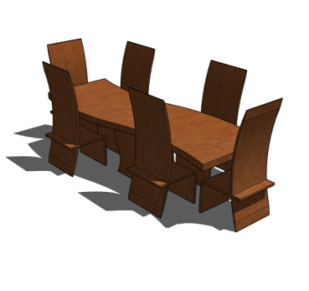 现代实木餐桌椅su模型