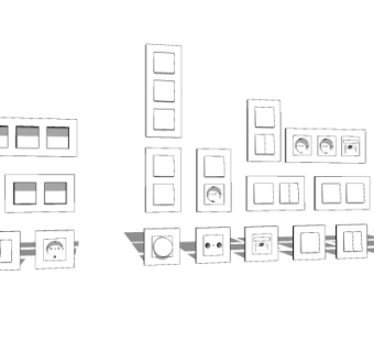 现代开关插座面板su模型
