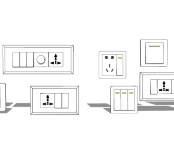 现代开关插座面板su模型