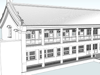 中式长楼su模型