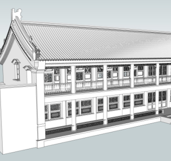 中式长楼su模型