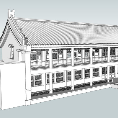 中式长楼su模型