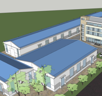 现代厂房外观su模型