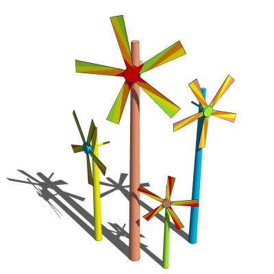 现代风车su模型