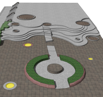 现代广场su模型