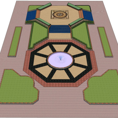 现代公园喷泉su模型
