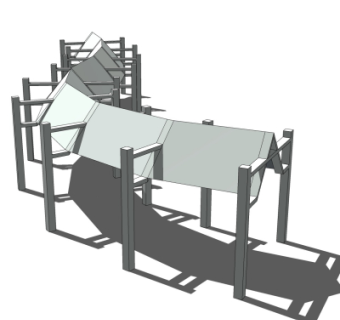 现代弧形走廊免费su模型