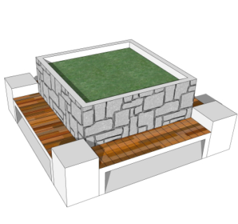 现代花坛坐凳su模型