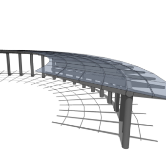现代玻璃回廊免费su模型