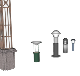 现代景观灯组合su模型