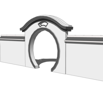 中式围墙景门组合su模型