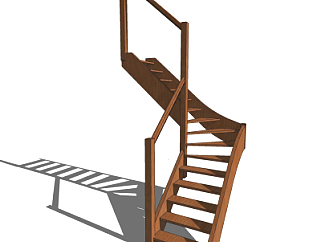 <em>新中式</em>实木楼梯su模型