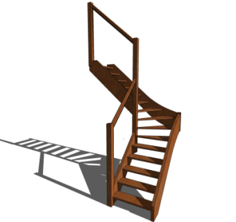 新中式实木楼梯su模型
