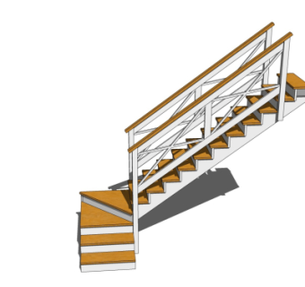 现代实木楼梯su模型