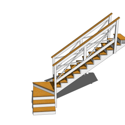 现代实木楼梯su模型