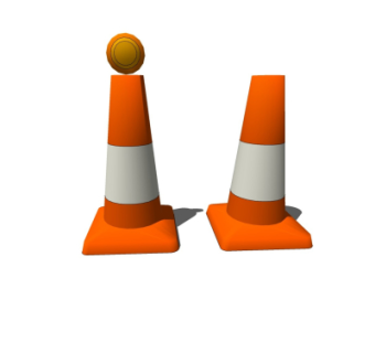 现代塑料交通路障su模型