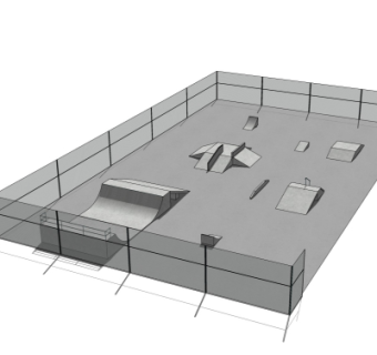 现代滑轮场免费su模型