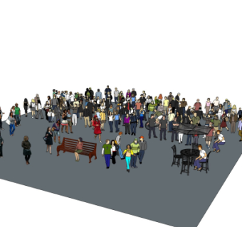 现代人物组合su模型