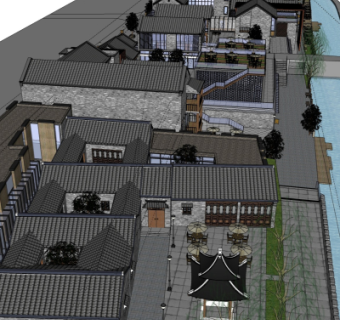 现代商业街局部su模型