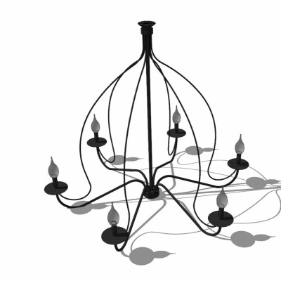 工业风金属烛台吊灯su模型