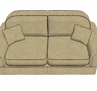 欧式布艺双人沙发su模型